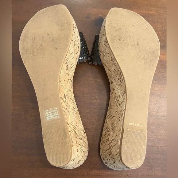 TORY BURCH Cork Wedge Black Leather Heel Sandal - Picture 8 of 15